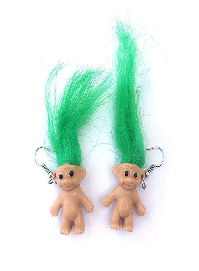 POYAMUSE Lovely Doll Dangle Earrings, Cute Ugly Doll Drop Earrings for Women Men Funny Jewelry Gift-green - Image 1